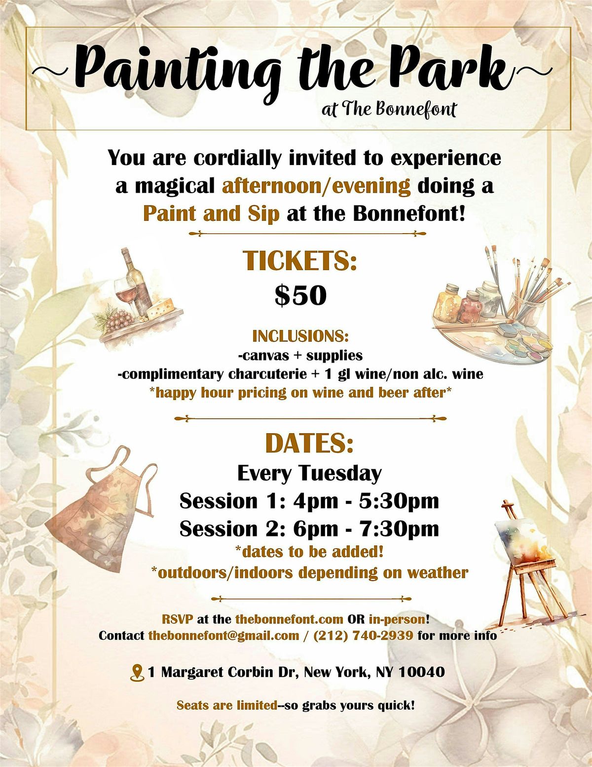 Paint and Sip in a Park Restaurant & Garden!