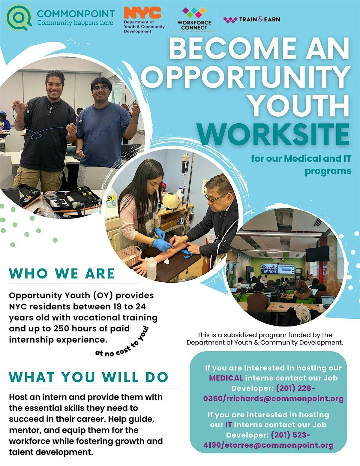 Become an Opportunity Youth Worksite: Host Medical & IT Interns at No Cost