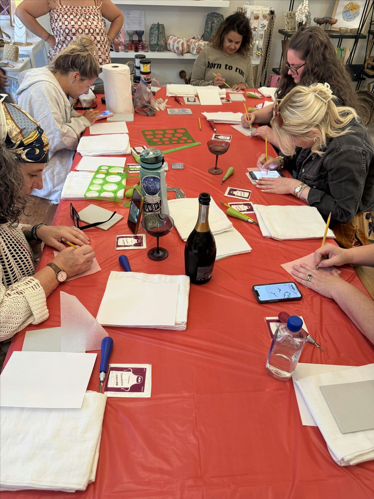 Holiday Wine Bag Lilnoleum Block Printing Class