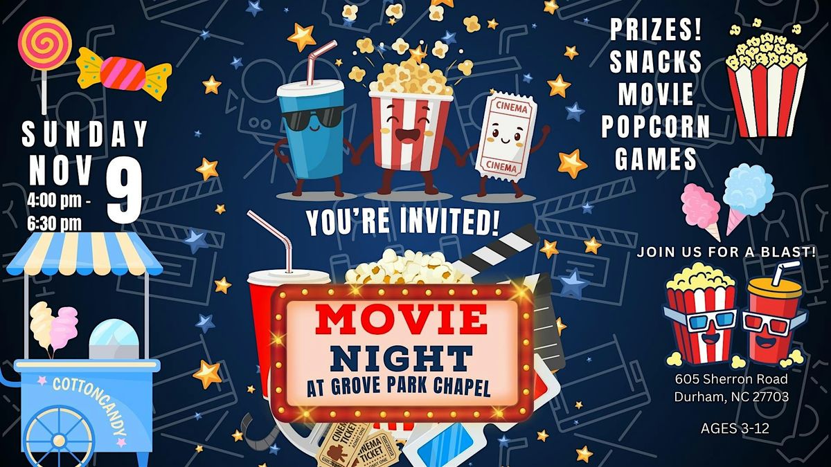 \u2728 FREE Kids Movie Night Mania! \u2728  Date: Sunday, November 9th