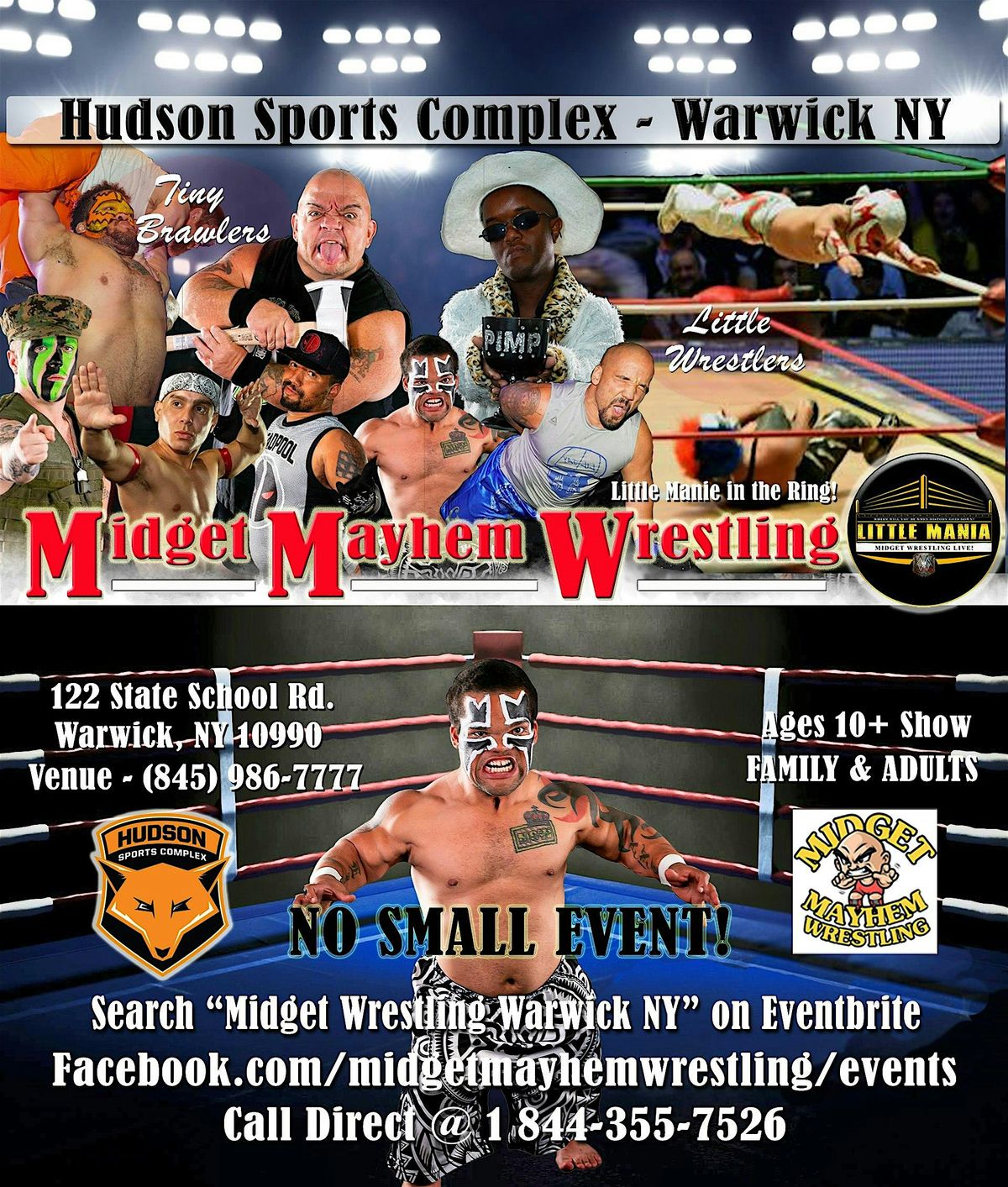 Midget Mayhem Wrestling Rips Through the Ring! Warwick NY (Ages 10+)