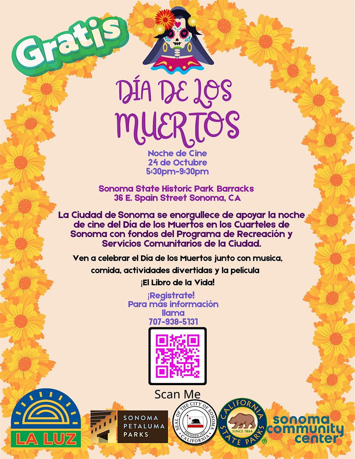 Noche de pel\u00edculas en el Cuartel Sonoma\/Movie night at the Sonoma Barracks!