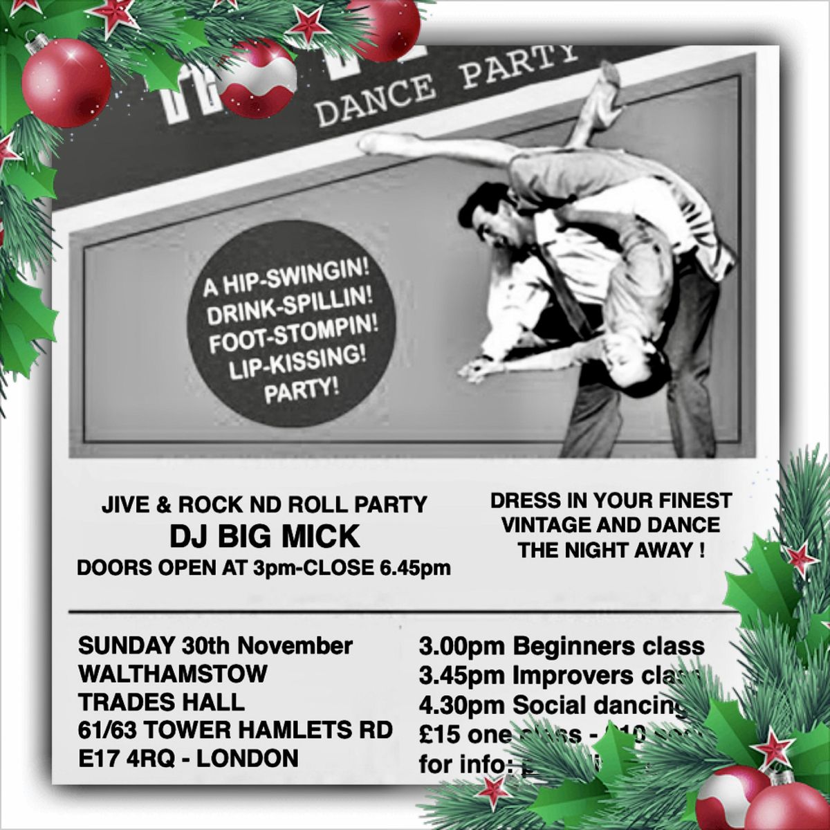 JiveMeToTheMoon - XMAS PARTY @WALTHAMSTOW TRADES HALL