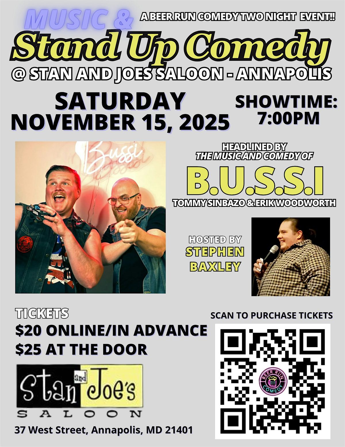 Stand Up Comedy & Music Night at The Lounge @  Stan and Joe's Saloon