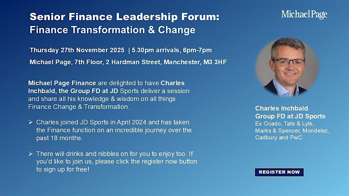Senior Finance Leadership Forum:  Finance Transformation & Change