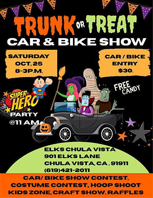 ELKS CHULA VISTA TRUNK OR TREAT CAR AND MOTORCYCLE SHOW