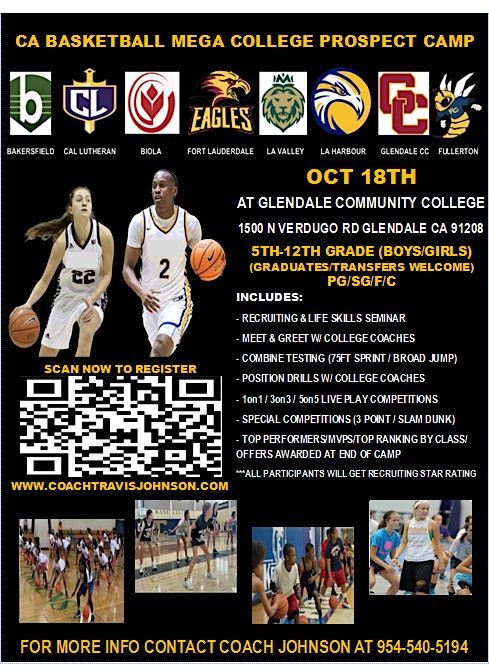 CA BASKETBALL BOYS \/ GIRLS MEGA COLLEGE PROSPECT CAMP OCT 18TH