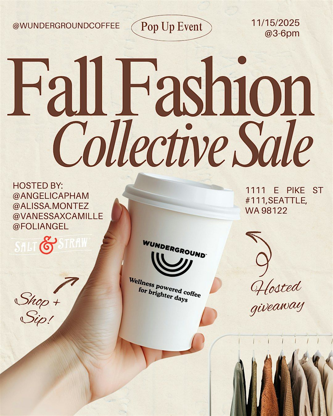 FALL FASHION COLLECTIVE SALE: Shop, sip, and scoop \u2615