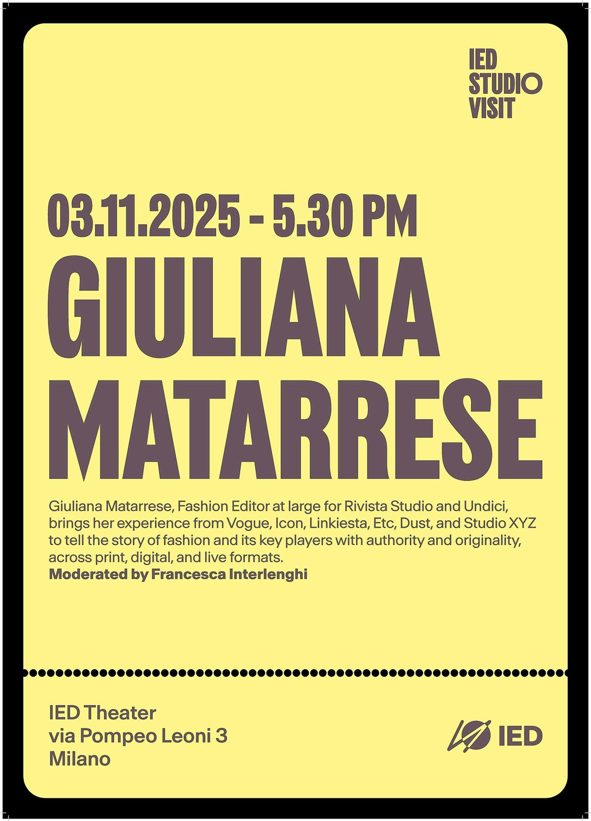 IED Moda - Studio Visit Giuliana Matarrese