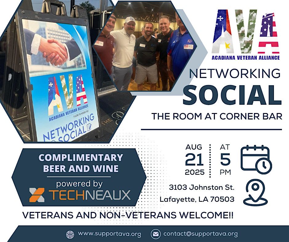 August 2025 AVA Networking Social at The Room at Corner Bar Lafayette!