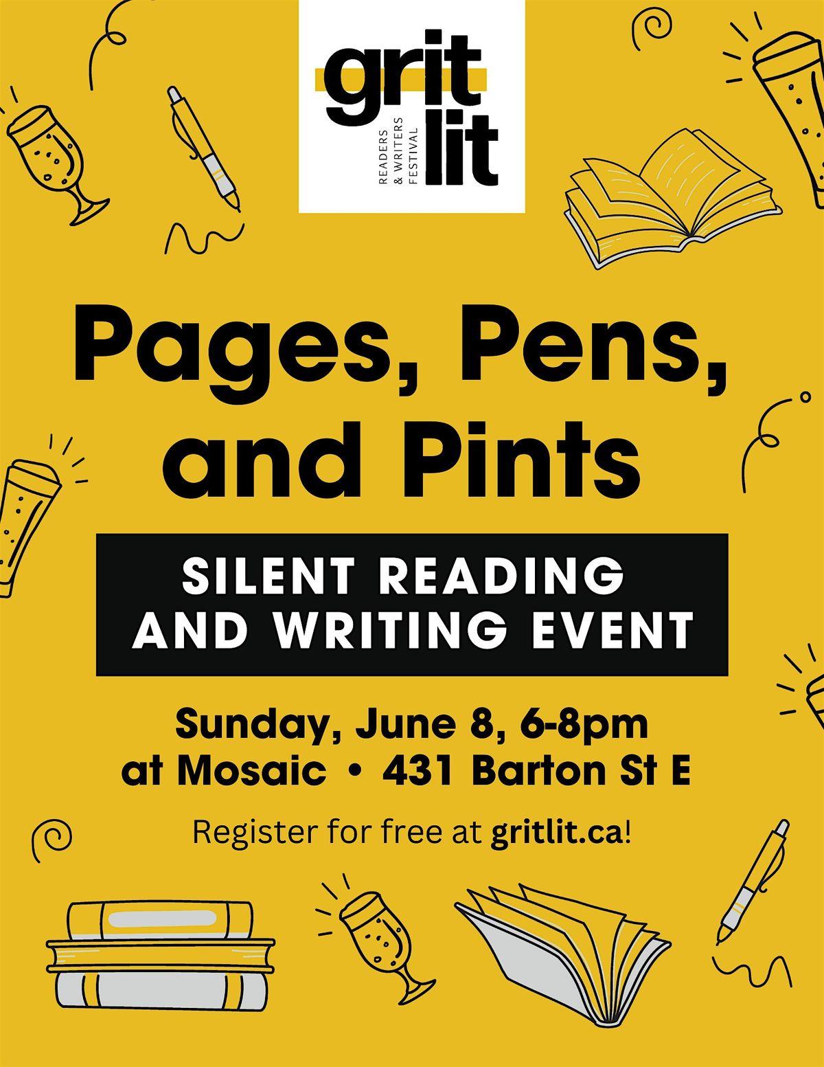 Pages, Pens, and Pints (A Silent Reading and Writing Event)