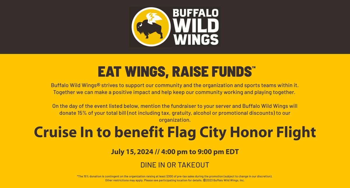 Cruise In For A Cause! Buffalo Wild Wings, Findlay, OH July 15, 2024