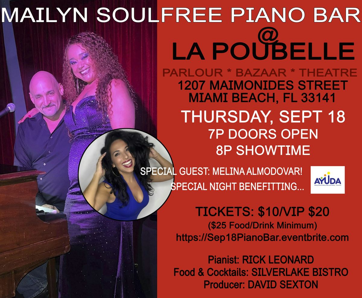La Poubelle Piano Bar with Mailyn Soulfree benefitting AYUDA!