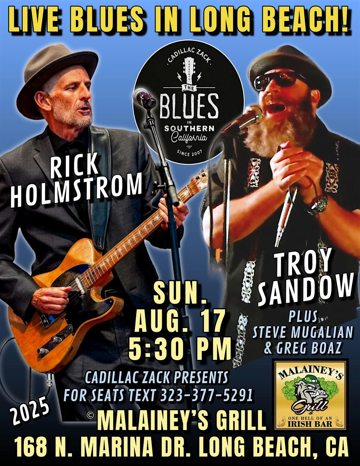 RICK HOLMSTROM & TROY SANDOW - Blues Guitar & Harmonica Masters - LongBeach