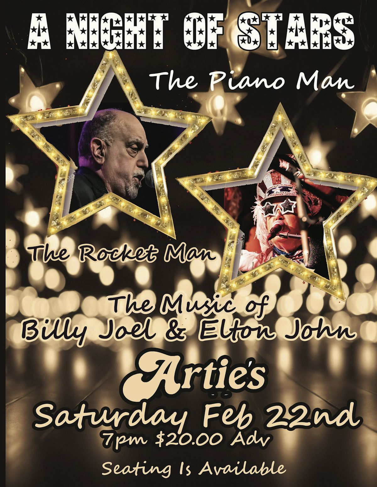 BILLY JOEL and ELTON JOHN Tribute one night ROCKET MAN AND PIANO MAN