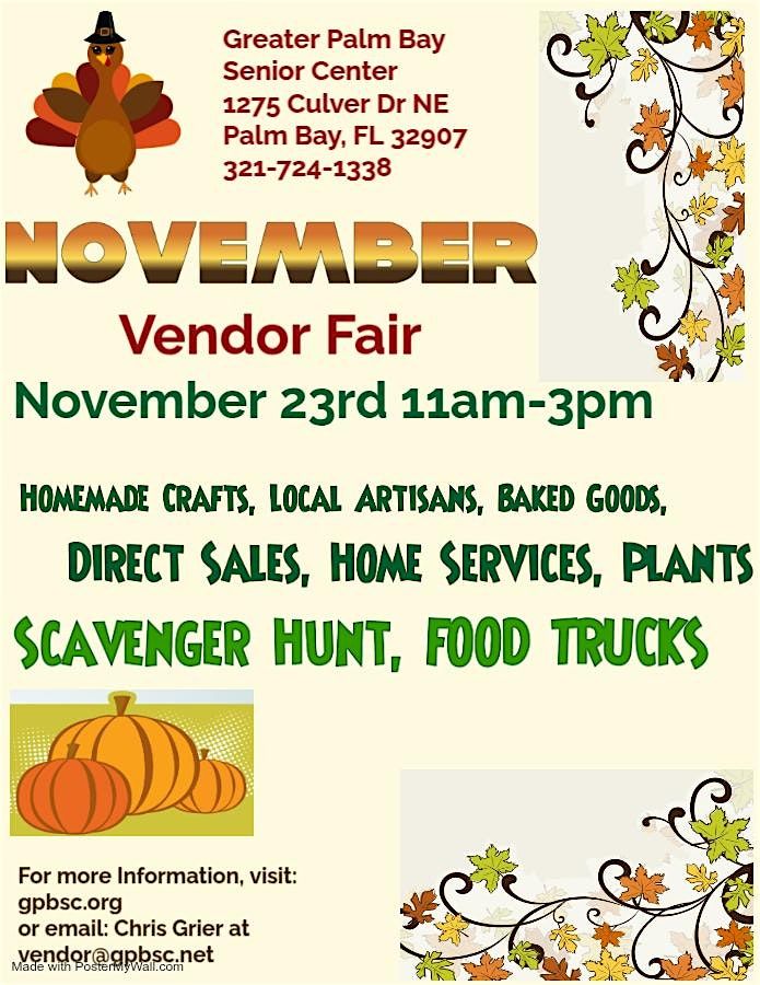 November Palm Bay Senior Center Vendor Fair