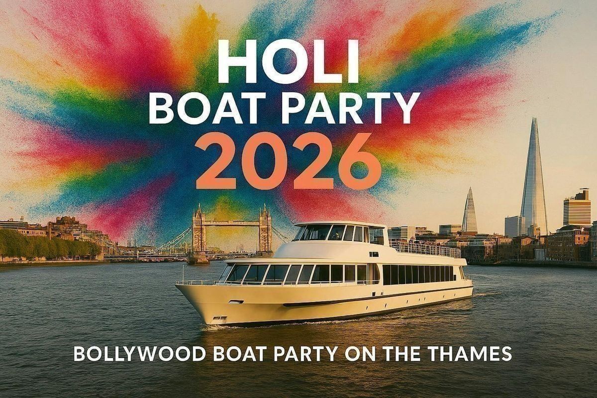 HOLI BOAT PARTY 2027 \ud83d\udee5\ufe0f\ud83c\udf89 Bollywood boat party on the Thames with a free after party and food on sale