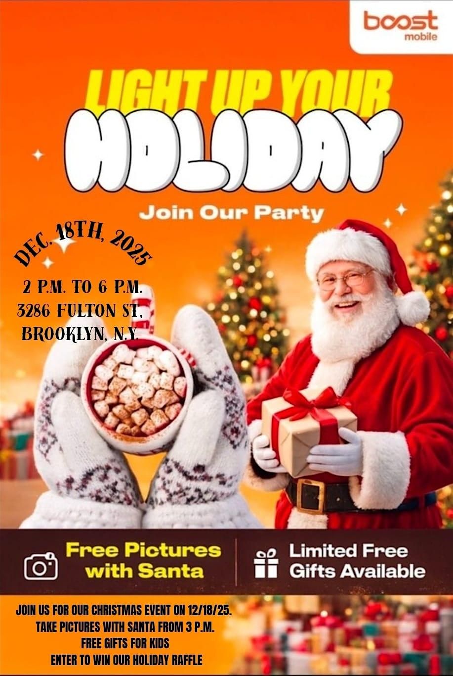 Boost Mobile Santa event at Grand Electronics in Brooklyn