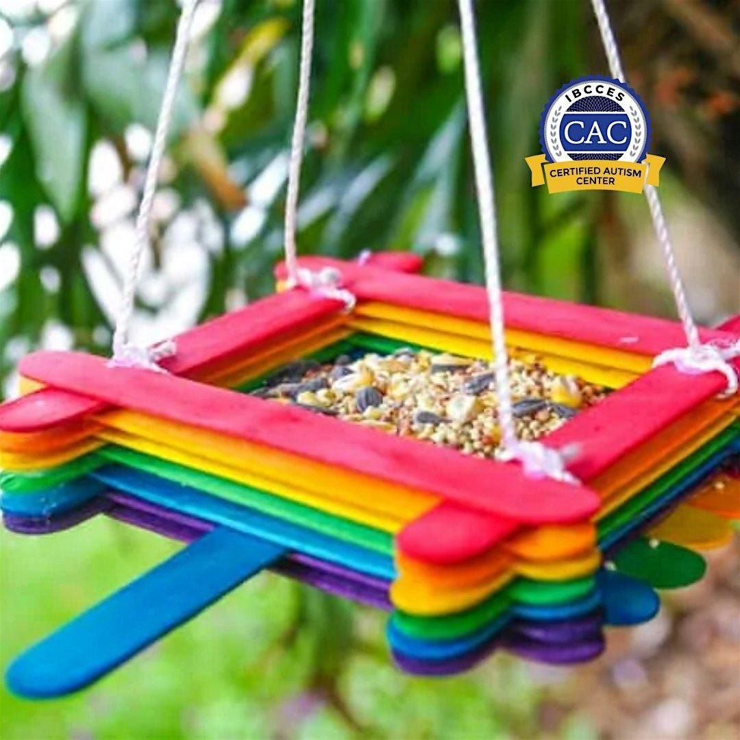Let's Craft! Popsicle Stick Bird Feeder in Little Red Schoolhouse