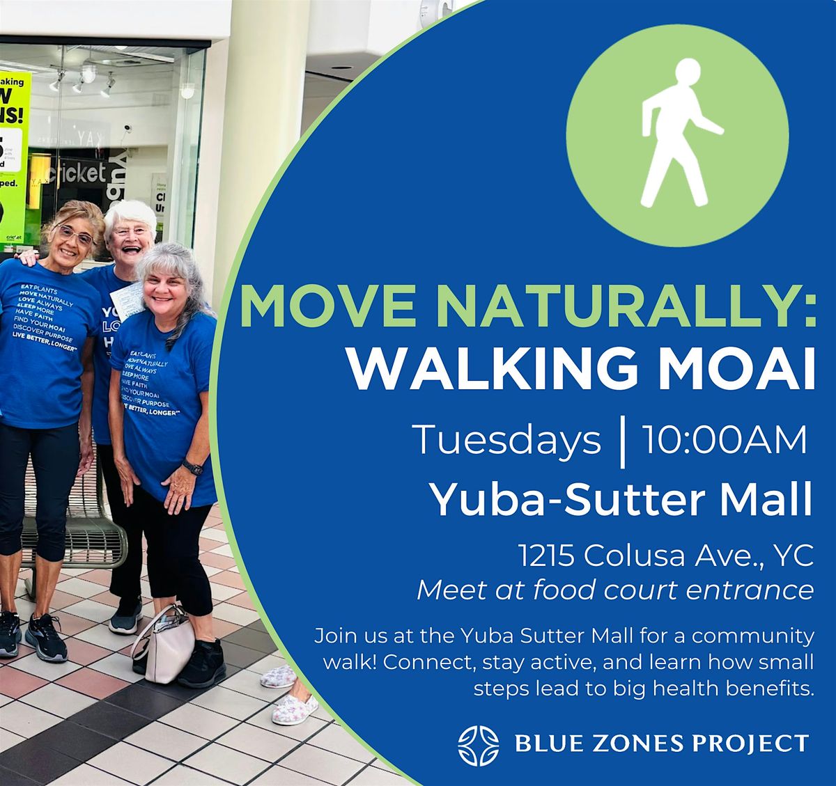 Mall Walking Moai at the Yuba City Mall with BZPYS