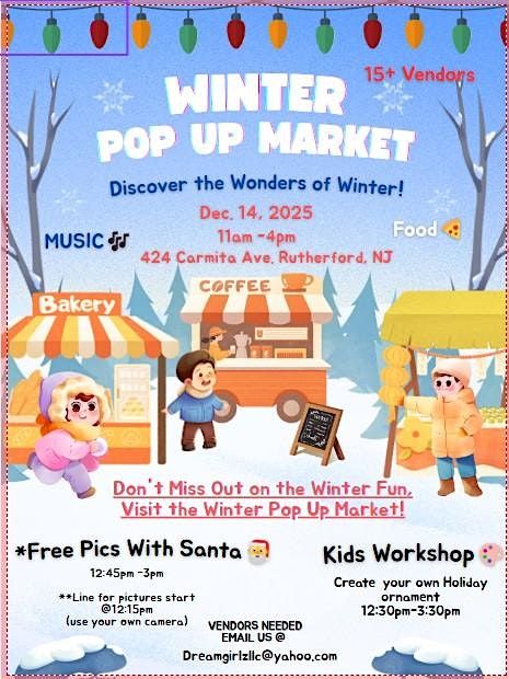 Winter Pop up Market,shop,free pictures with Santa and ornament making