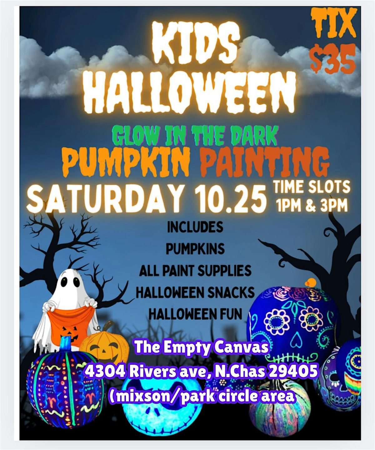 Kids Halloween \u201cglow in the dark\u201d pumpkin painting