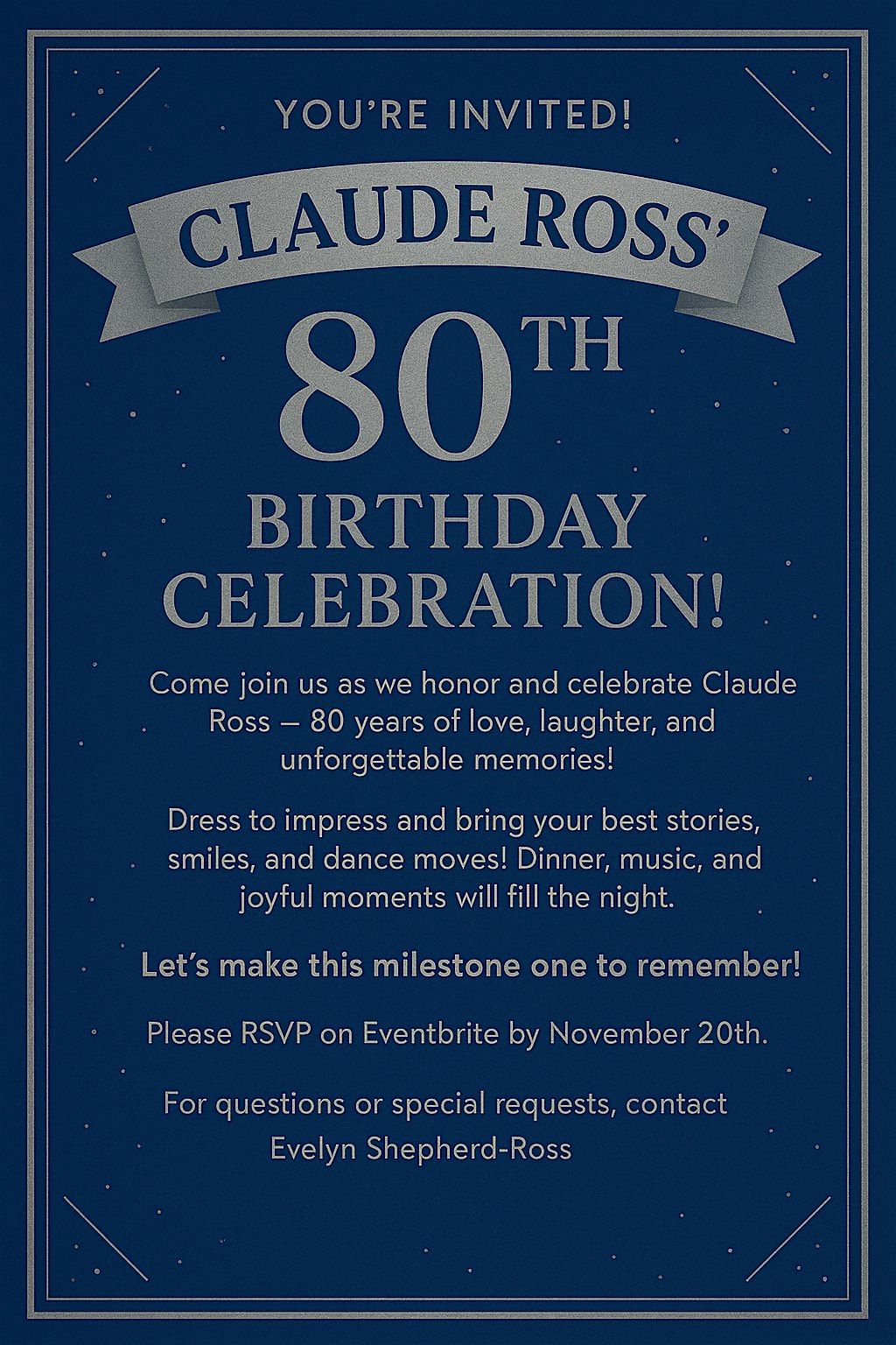 Claude Ross 80th Birthday Party