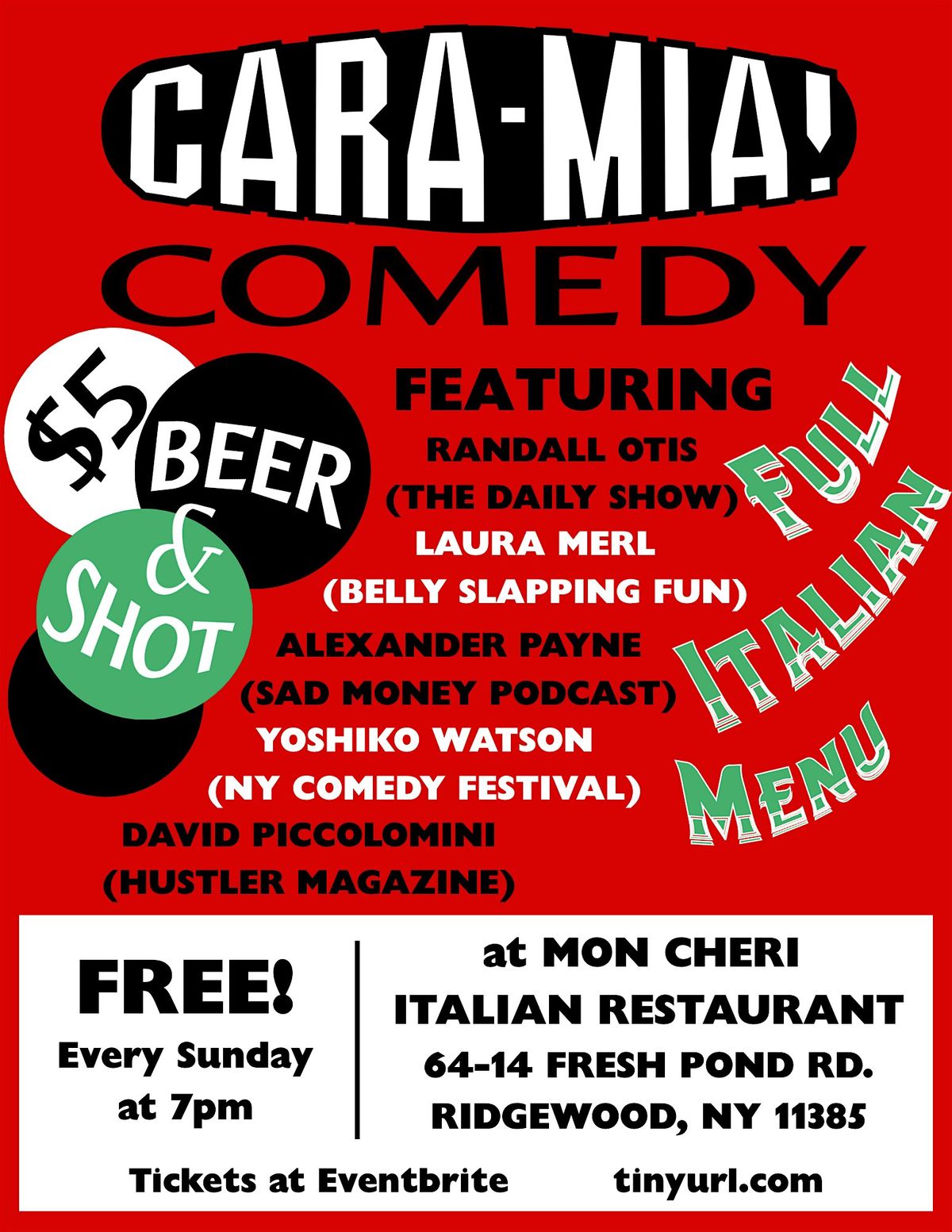 Cara Mia Comedy at Mon Cheri Ridgewood