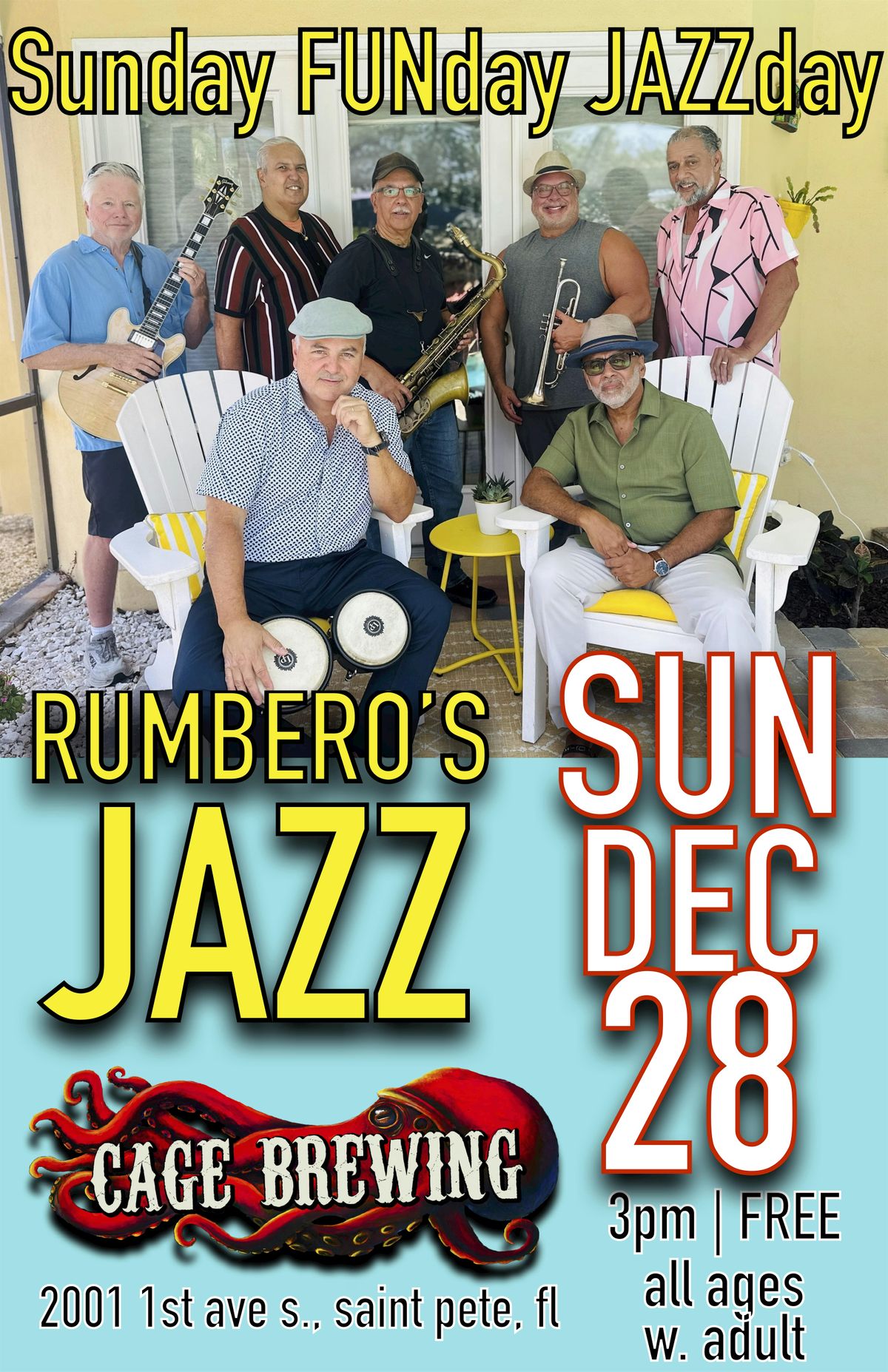 SUNDAY FUNDAY ft. Rumbero's Jazz | Cage Brewing, St. Pete, FL | SUN DEC 28