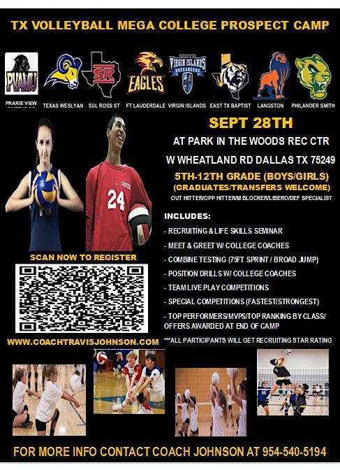 TX VOLLEYBALL BOYS \/ GIRLS MEGA COLLEGE PROSPECT CAMP SEPT 28TH