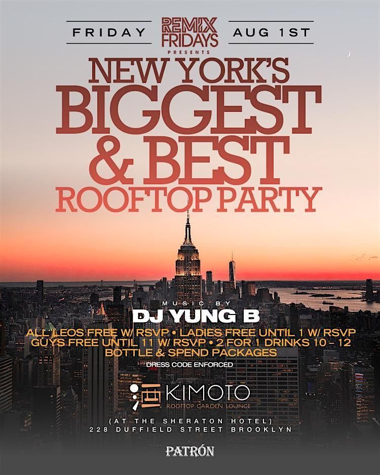 8\/1 - Biggest & Best Rooftop Party At Kimoto Rooftop (PREMIERE Guestlist)