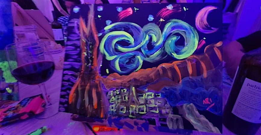 Pinta tu noche estrellada FLUO - arte y vino Obelisco Buenos Aires