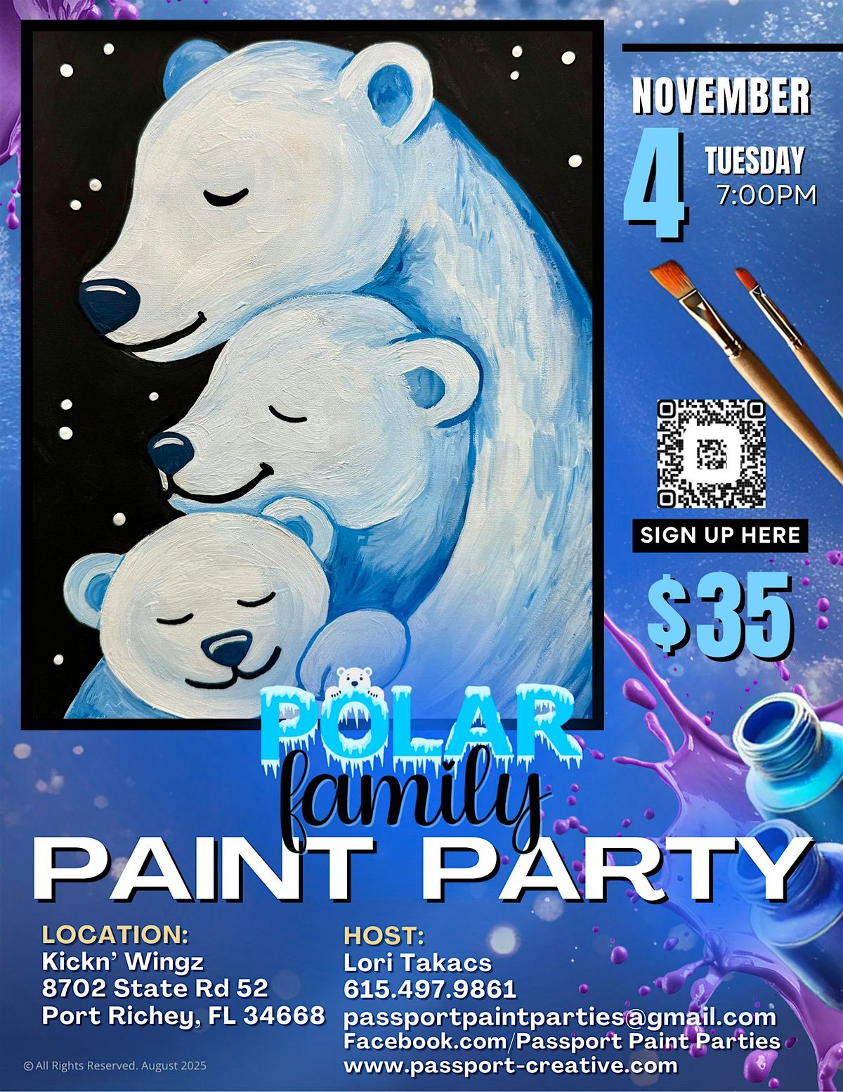 11.4.25 Polar Bear Family Paint and Sip at Kickn' Wingz