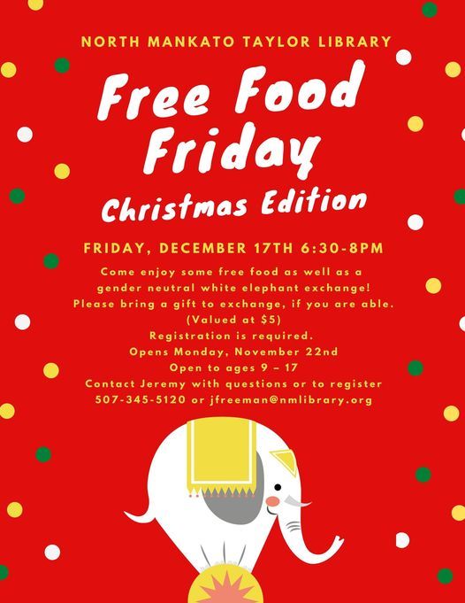 Free Food Friday North Mankato Taylor Library December 17, 2021