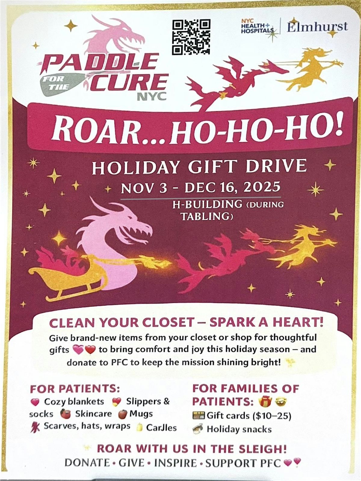 ROAR... HO-HO-HO! HOLIDAY GIFT DRIVE EMAIL LEAH BEFORE DROP OFF!