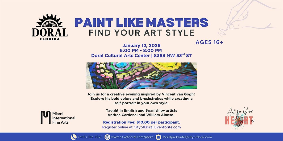 Paint Like Masters- Find your Art Style Art Class with MIFA (+16 only)