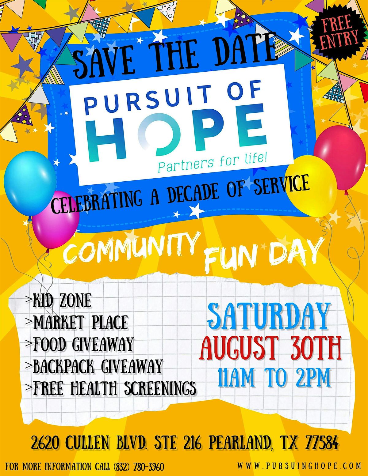 PURSUIT OF HOPE COMMUNITY FUN DAY- CELEBRATING A DECADE OF SERVICE