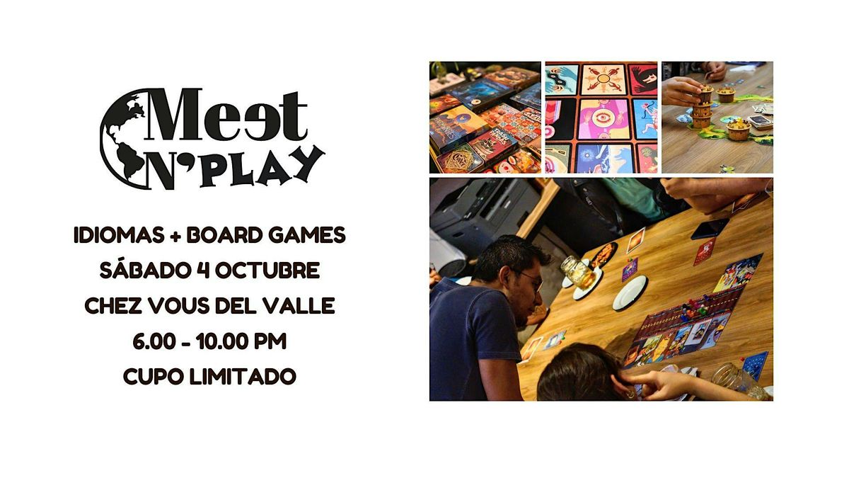 Meet n play. idiomas + boardgames