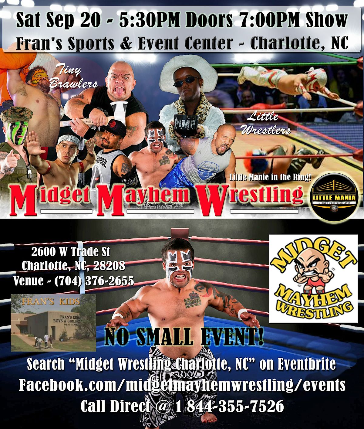 Midget Mayhem Wrestling Rips Through the Ring! Charlotte NC 12+