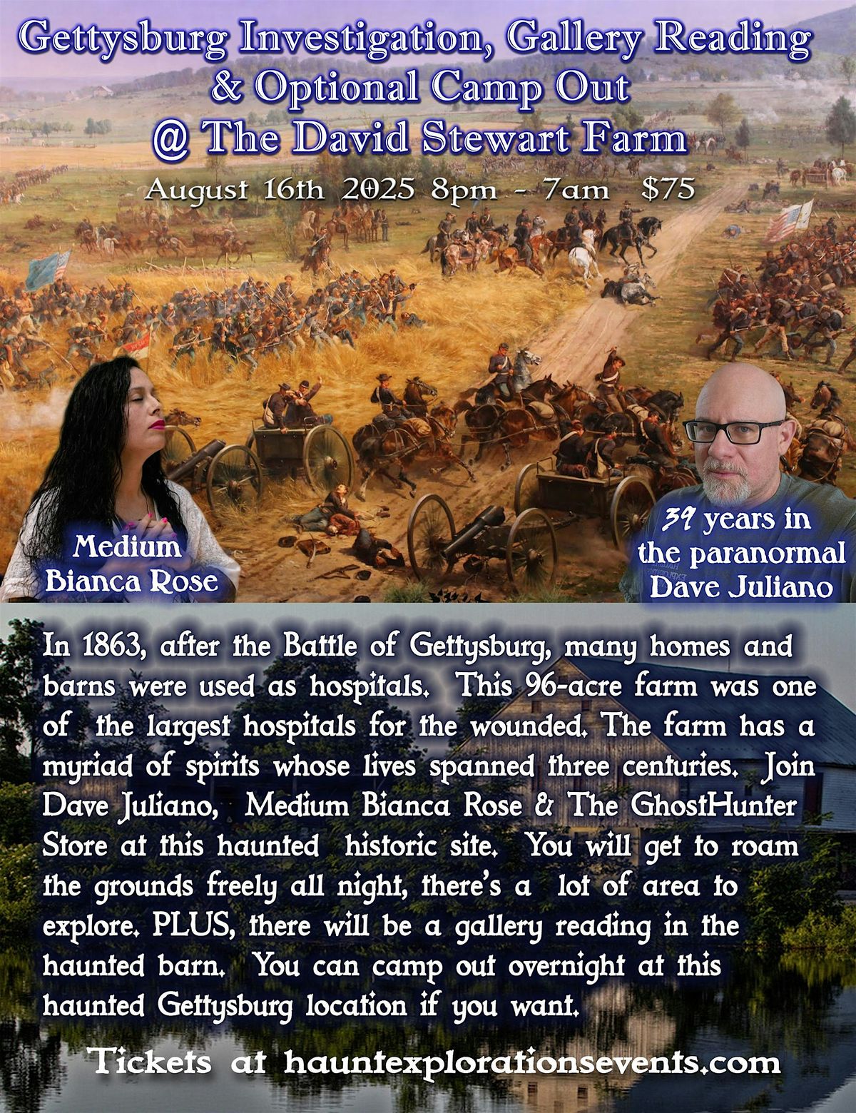 Gettysburg Investigation, Gallery Reading and Optional Camp Out