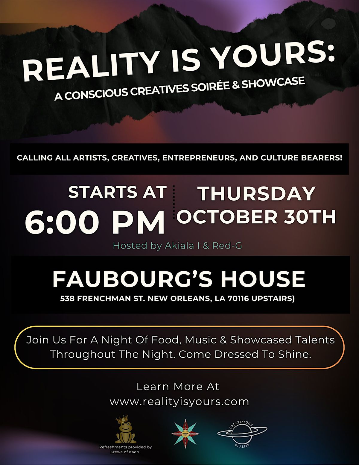 Reality Is Yours: A Conscious Creatives Soiree & Showcase