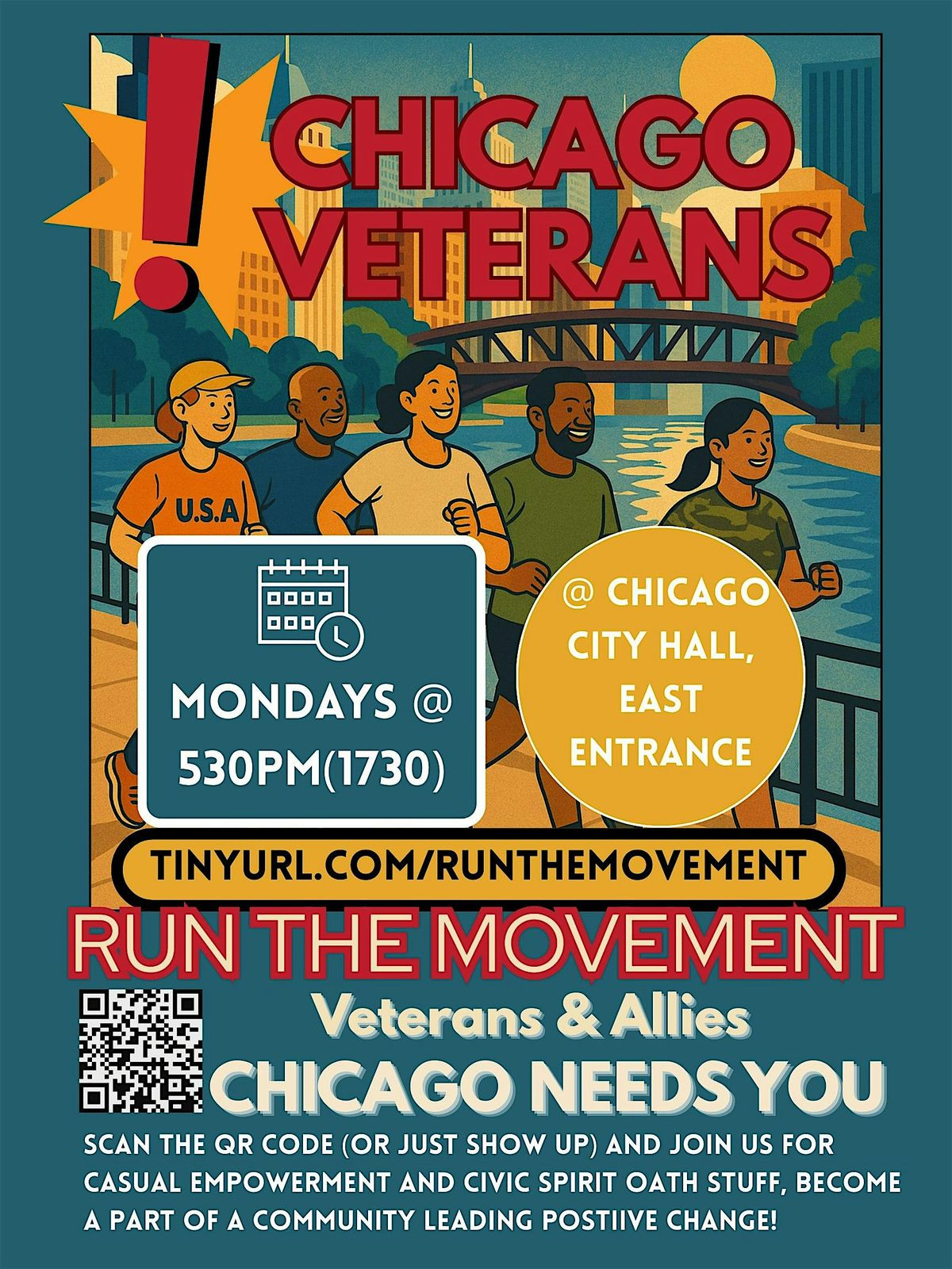 Run the Movement: Chicago Veterans Empowerment @530pm at City Hall