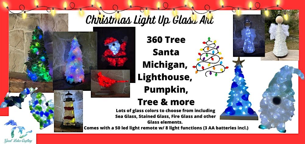 Wyandotte Light UP 360 Tree & Glass and Wood Michigan, Tree, Gnome & More