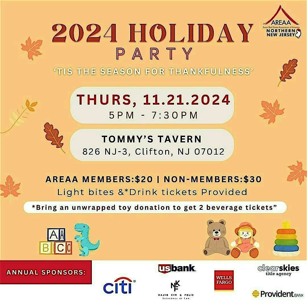 2024 AREAA Northern NJs HOLIDAY PARTY Tommys Tavern + Tap, Clifton