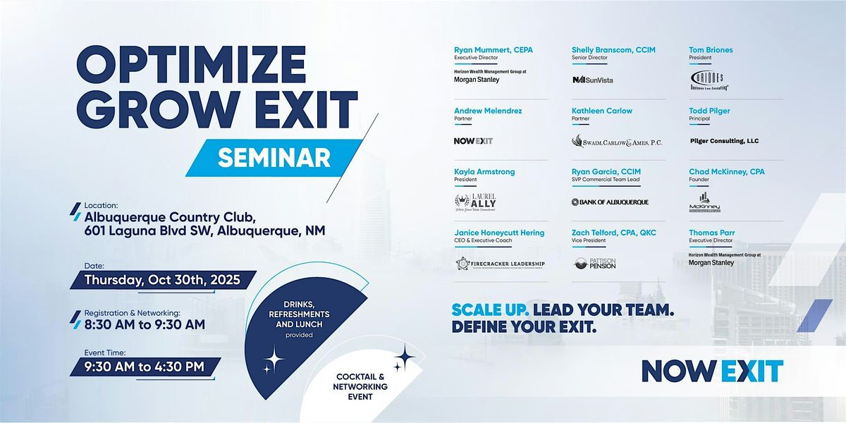 Optimize Grow Exit Business Seminar