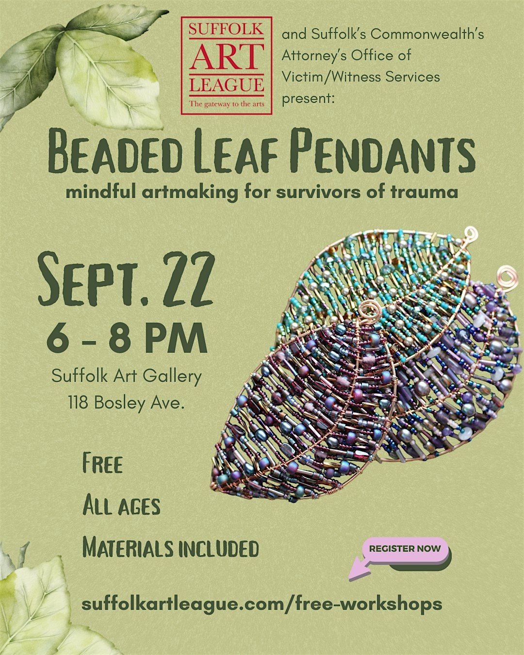 Beaded Leaf Pendants