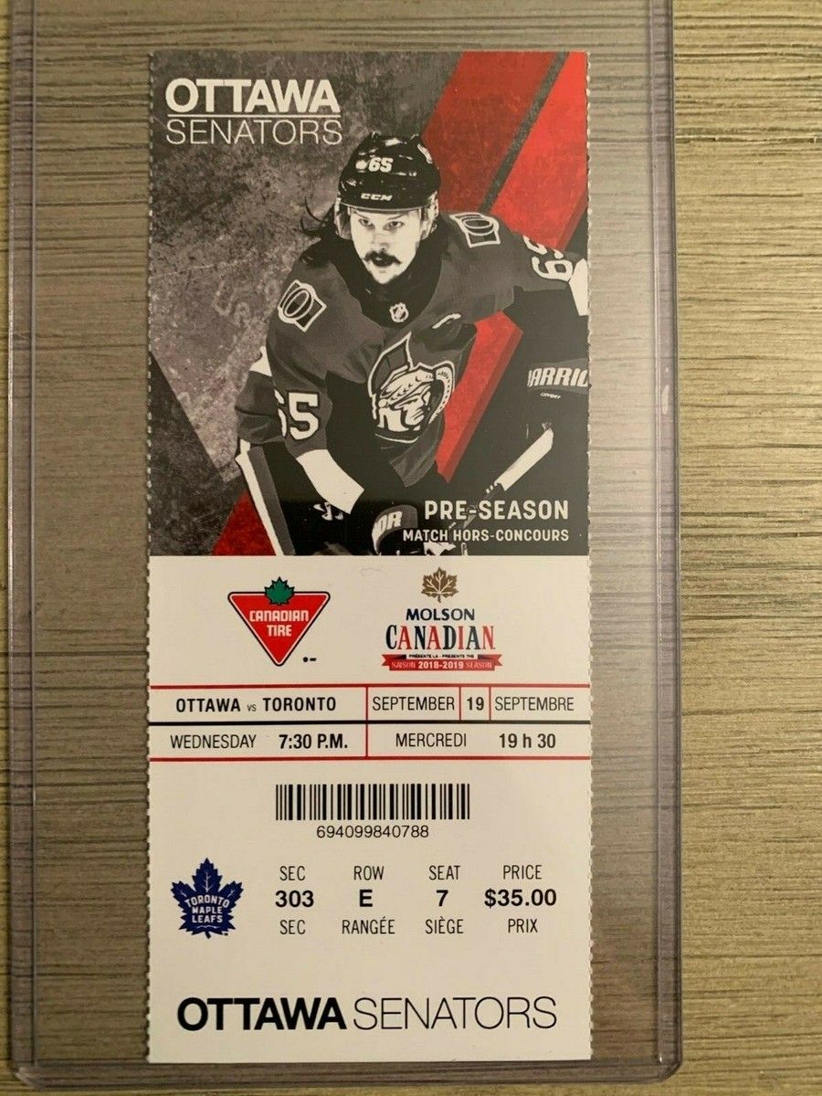 Ottawa Senators Season Tickets (Includes Tickets To All Regular Season Home Games)