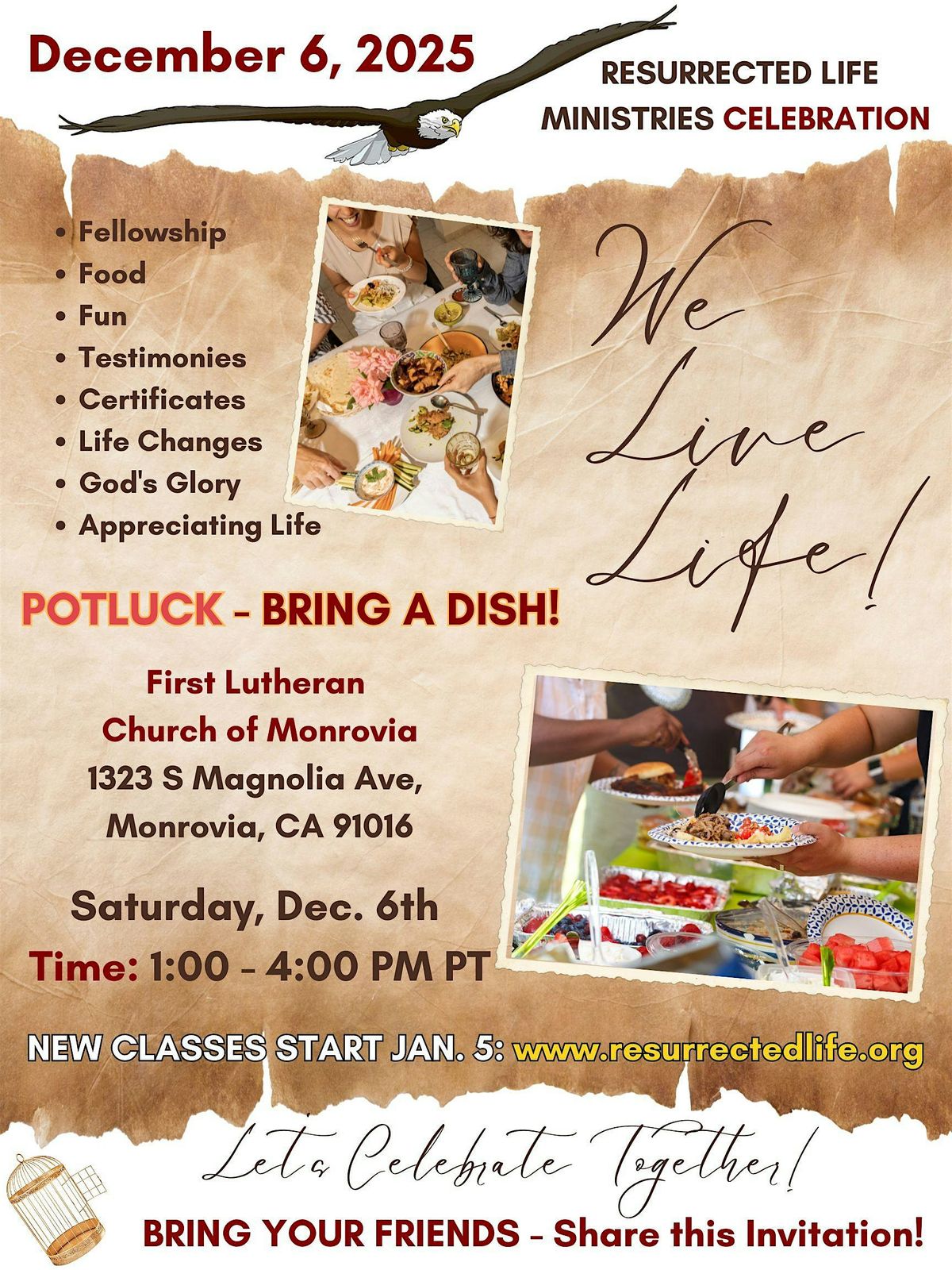 Resurrected Life Ministries CELEBRATION on 12\/6\/2025 at 1PM PT