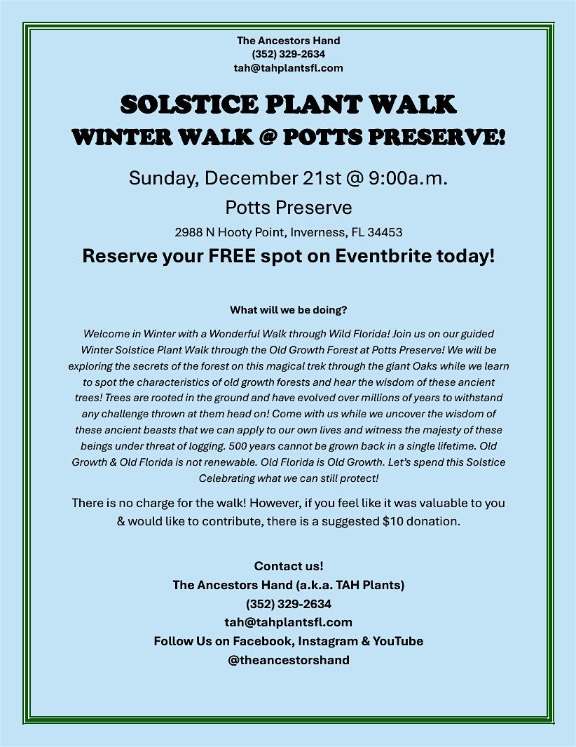 Winter Solstice Plant Walk @ Potts Preserve!
