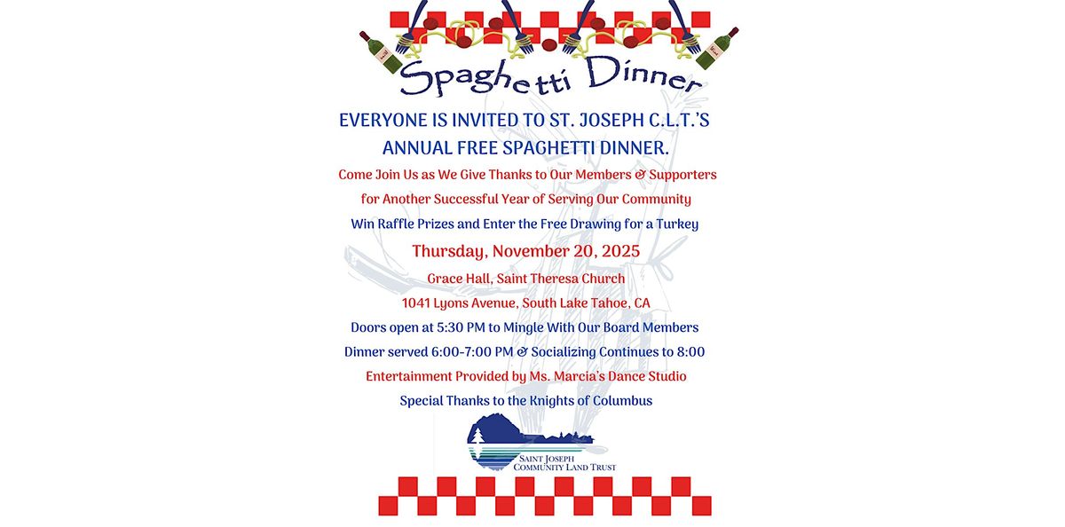 St. Joseph CLT's Annual Free Spaghetti Dinner